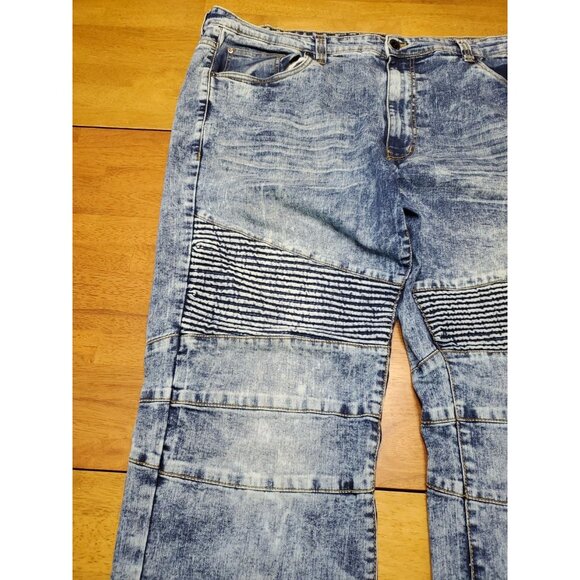 Marc Ecko Cut And Sew Mens Blue Denim Jeans Straight Fit Size 42x30 Baggy Y2K - Picture 5 of 12